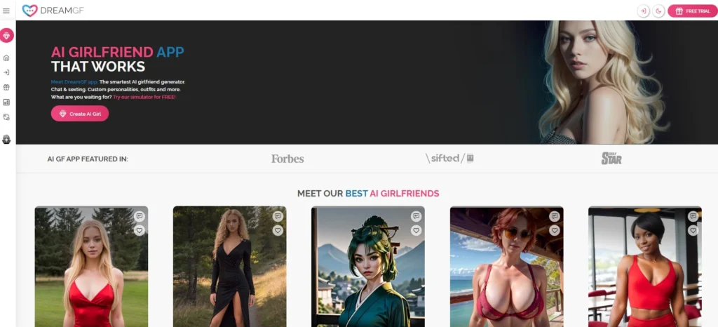 dreamgf.ai-Website für von Amber Heard AI generierte Bilder